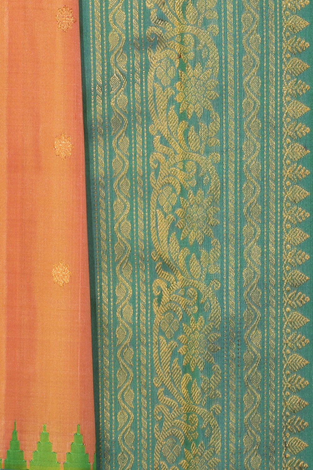 Image of Gadwal Silk Peach Saree